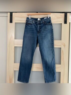 FRAME The Borrowed Jeans 28 NWT Mid Rise Straight Leg Denim Blue